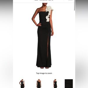 Elegant Black and White One-Shoulder Dress